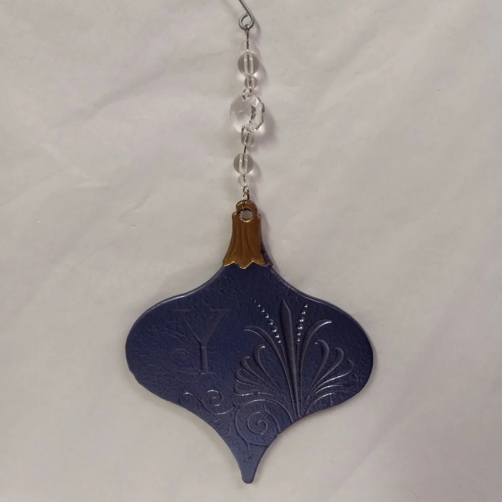 Grassland Road Hallmark Glass Ornament Blue 